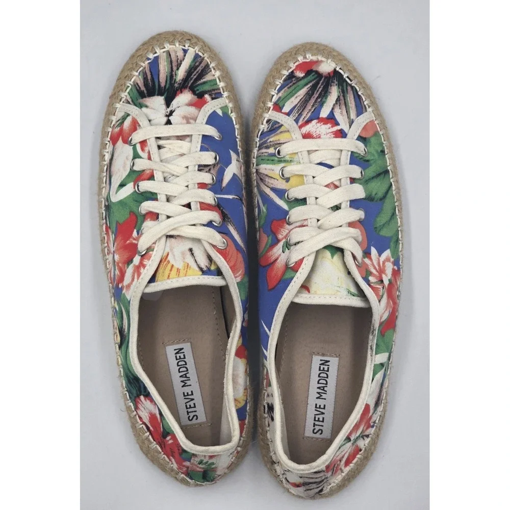 Steve Madden Broadwlk Tropical Espadrille Sneakers Womens 9.5 Floral Casual